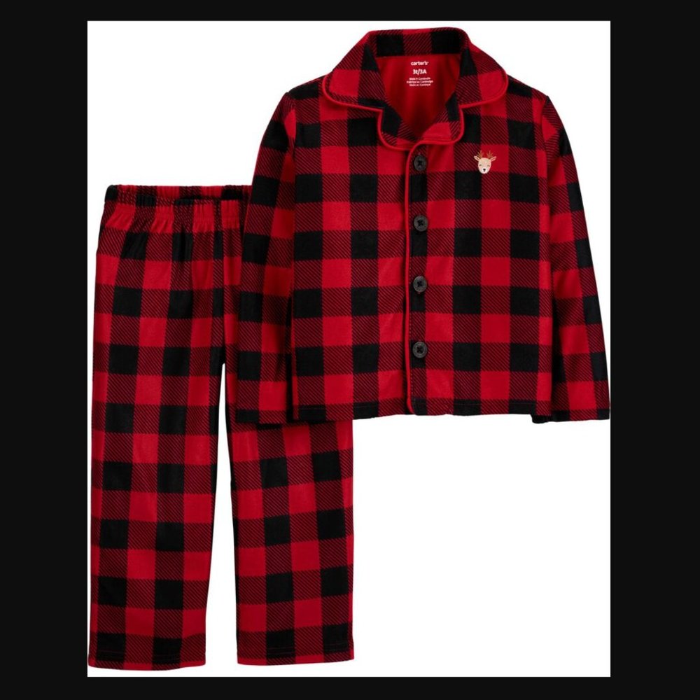 Carter's Toddler 2Pc Check Fleece PJs, 2T, NEW!